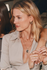 KENDRA SCOTT DESIGN Tiger Striped Daphne Gold Small Long Pendant Necklace in Dark Brown Hawk's Eye