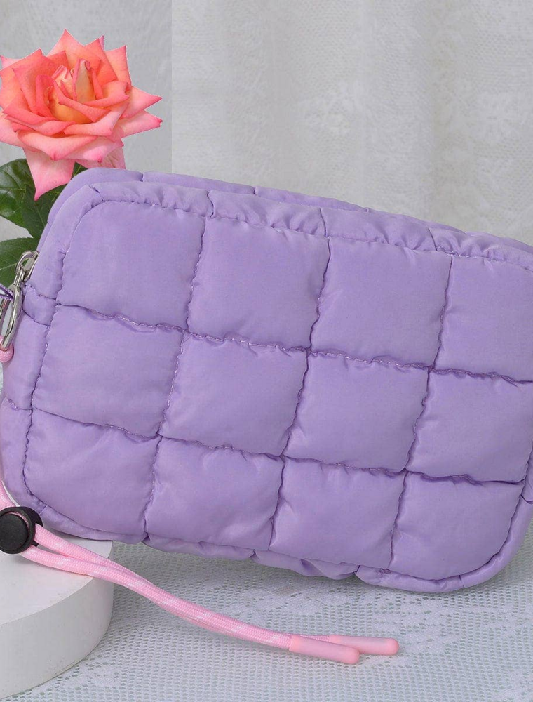 Quilted Puffer Pouch in Lavender