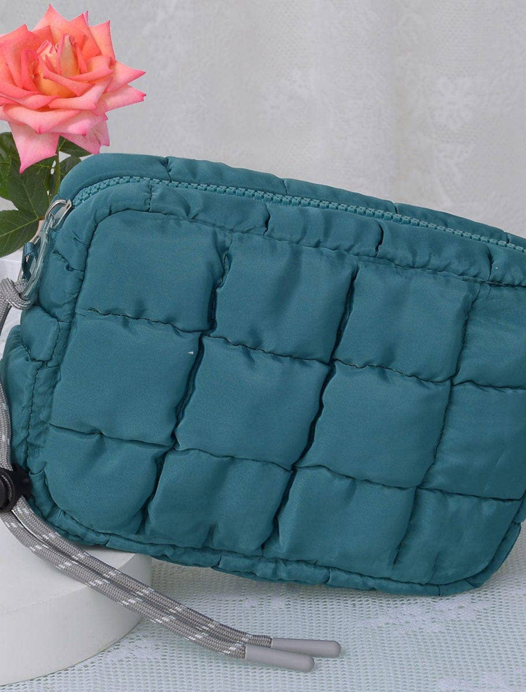 Quilted Puffer Pouch in Teal