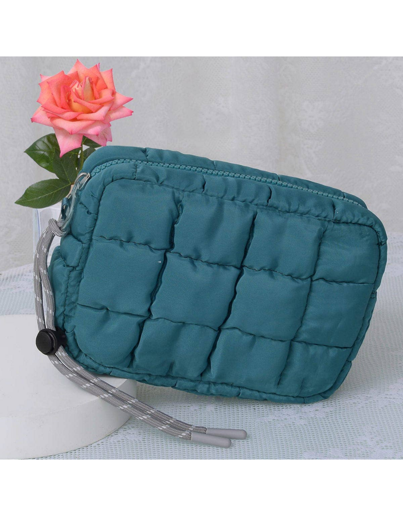 Quilted Puffer Pouch in Teal