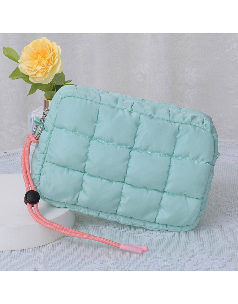 Quilted Puffer Pouch in Seafoam