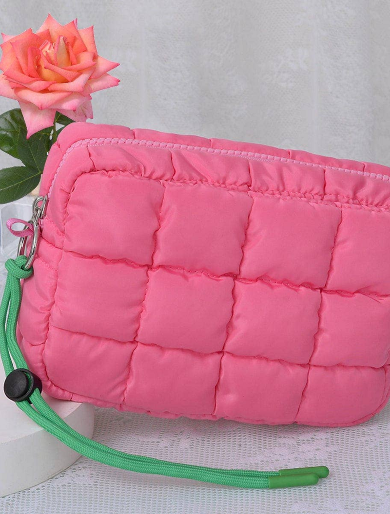 Quilted Puffer Pouch in Bubblegum