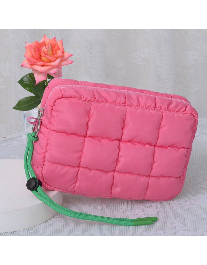 Quilted Puffer Pouch in Bubblegum