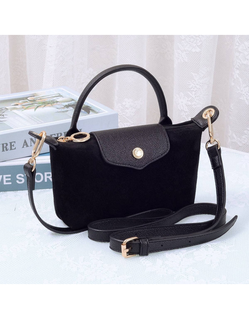 Penny Suede Mini Crossbody Bag in Black