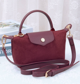 Penny Suede Mini Crossbody Bag in Burgundy
