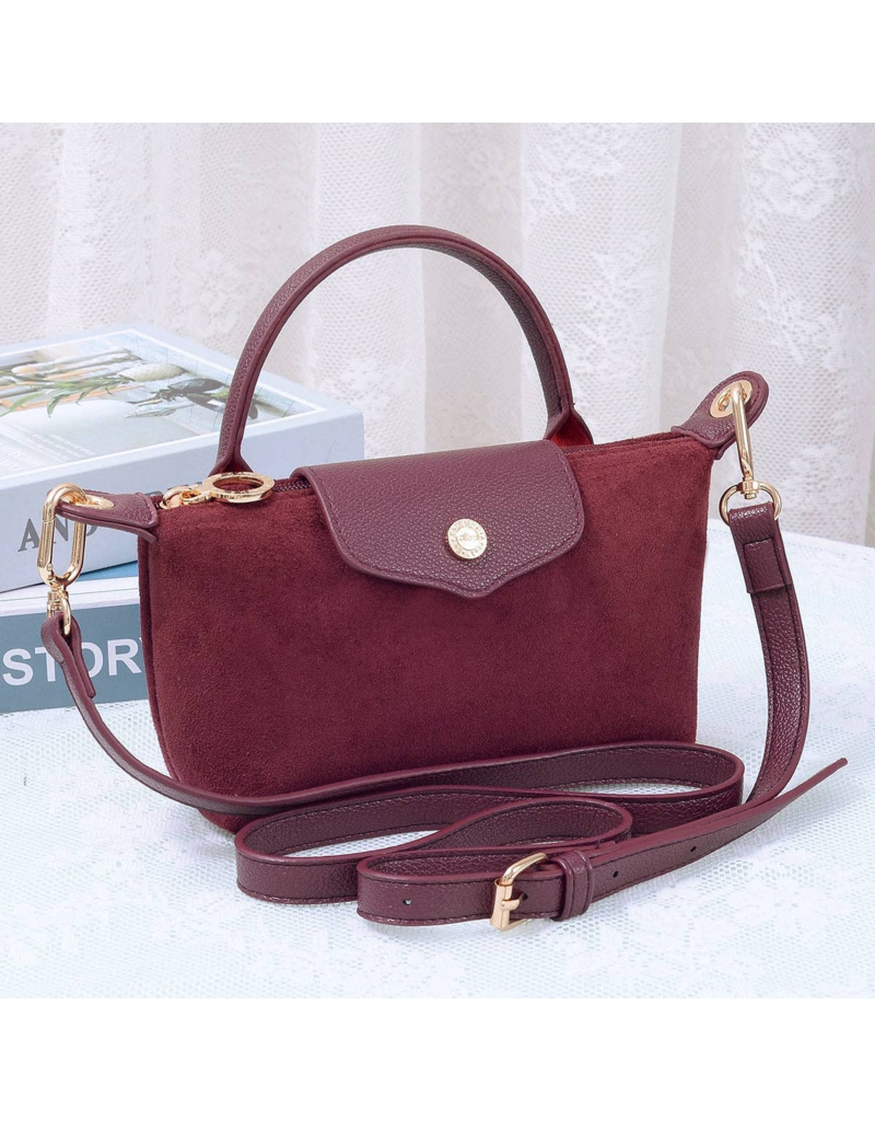 Penny Suede Mini Crossbody Bag in Burgundy