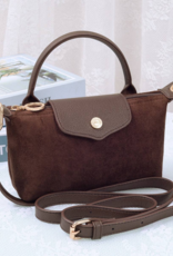 Penny Suede Mini Crossbody Bag in Chocolate
