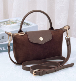 Penny Suede Mini Crossbody Bag in Chocolate