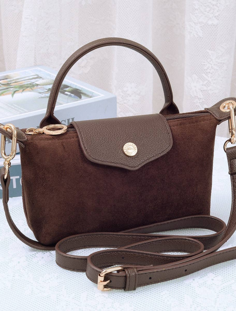 Penny Suede Mini Crossbody Bag in Chocolate