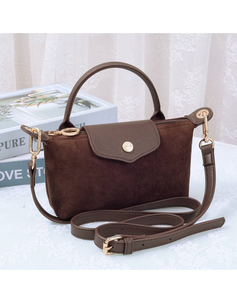 Penny Suede Mini Crossbody Bag in Chocolate