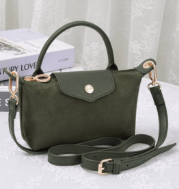 Penny Suede Mini Crossbody Bag in Olive