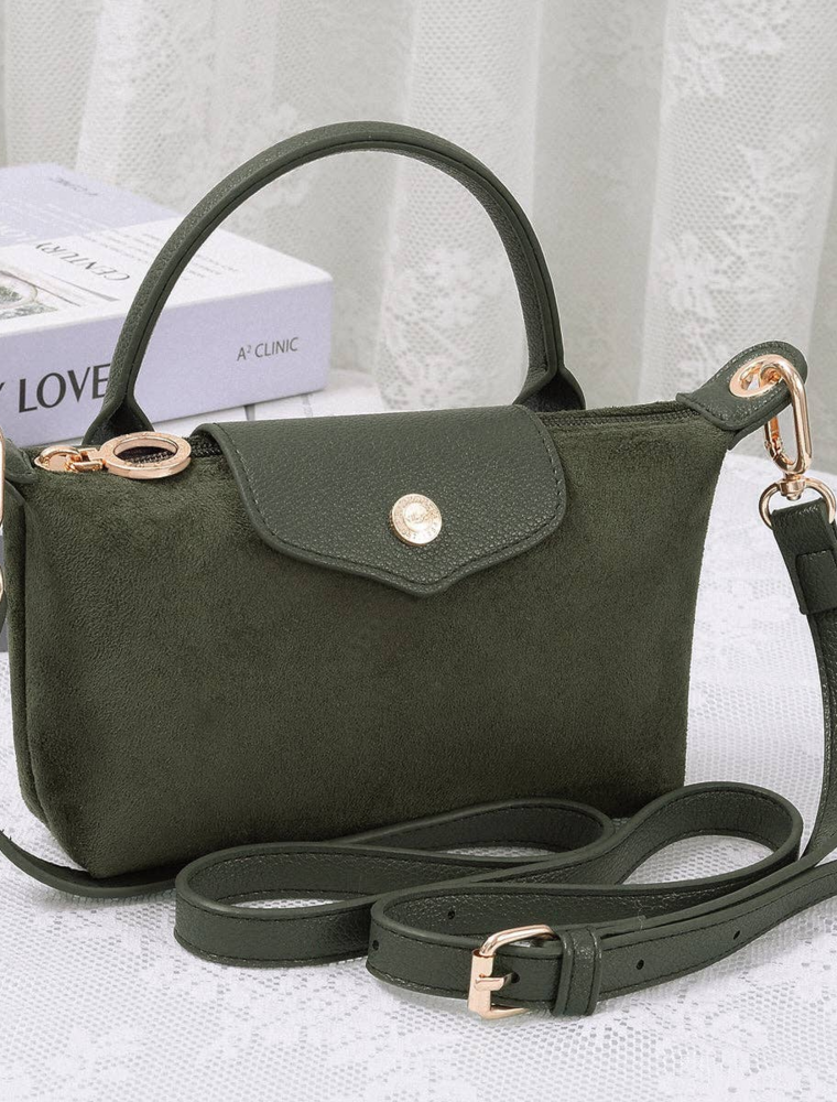 Penny Suede Mini Crossbody Bag in Olive