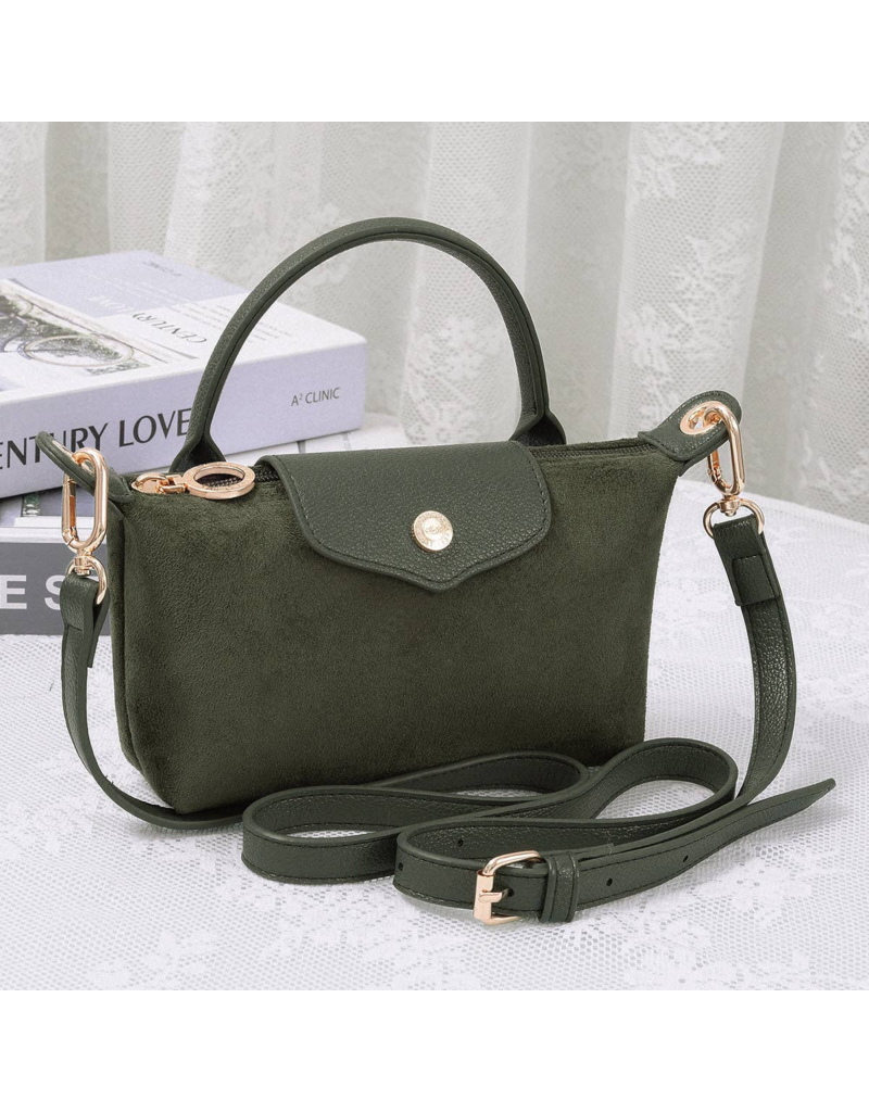 Penny Suede Mini Crossbody Bag in Olive