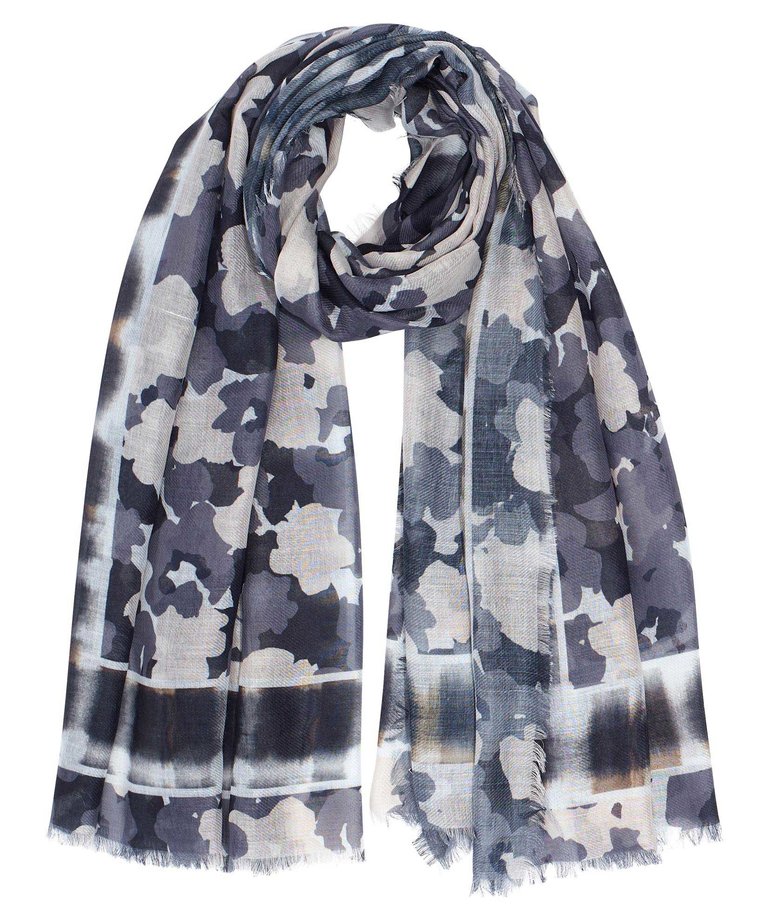 Watery Plaid Floral Wrap