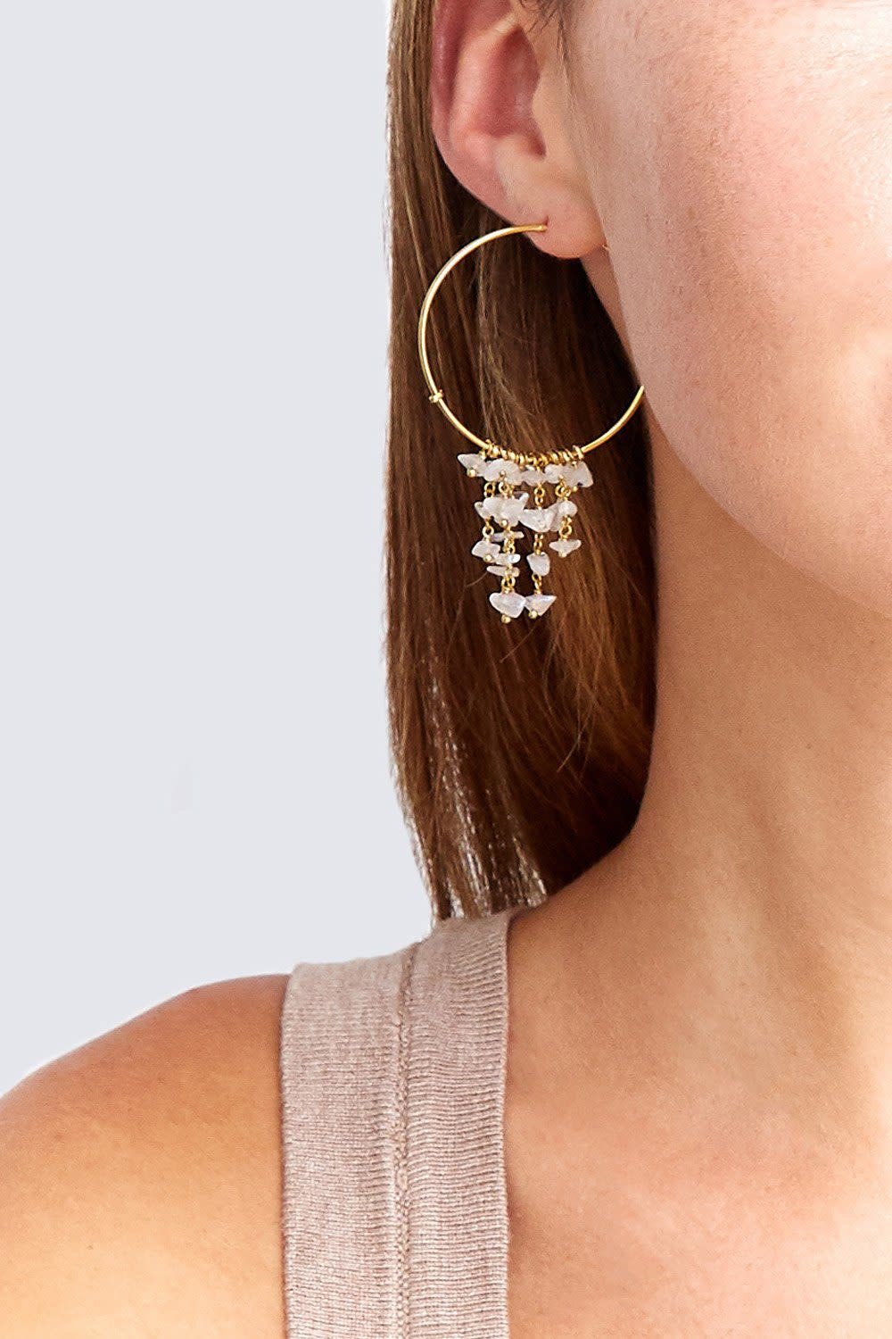 Chan Luu Moonstone Healing Stone Hoop Earrings