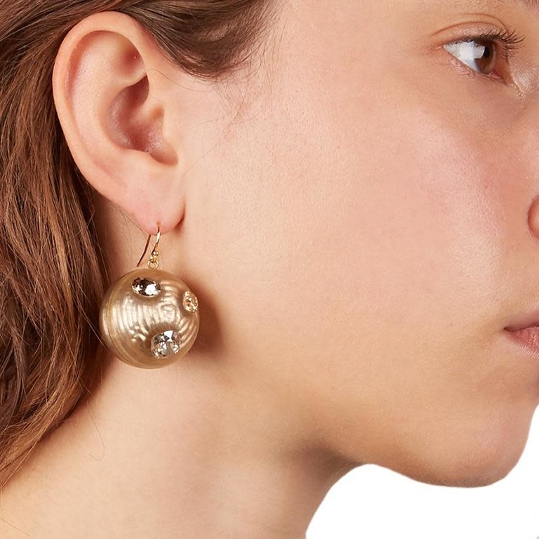 Crystal Studded Sphere Wire Earring