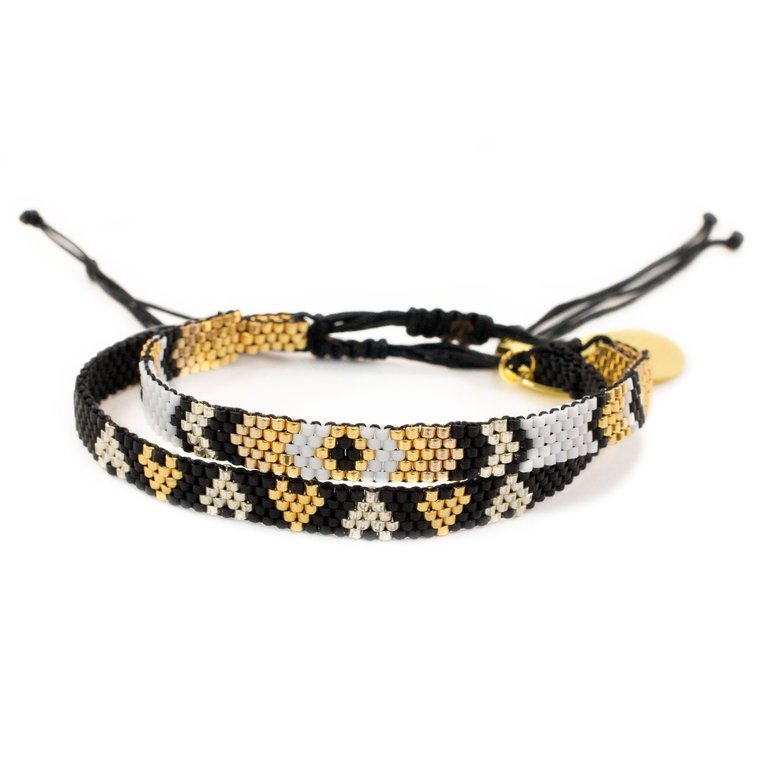 Love is Project Chaquira Bracelet Set of 2 in Black & Brown