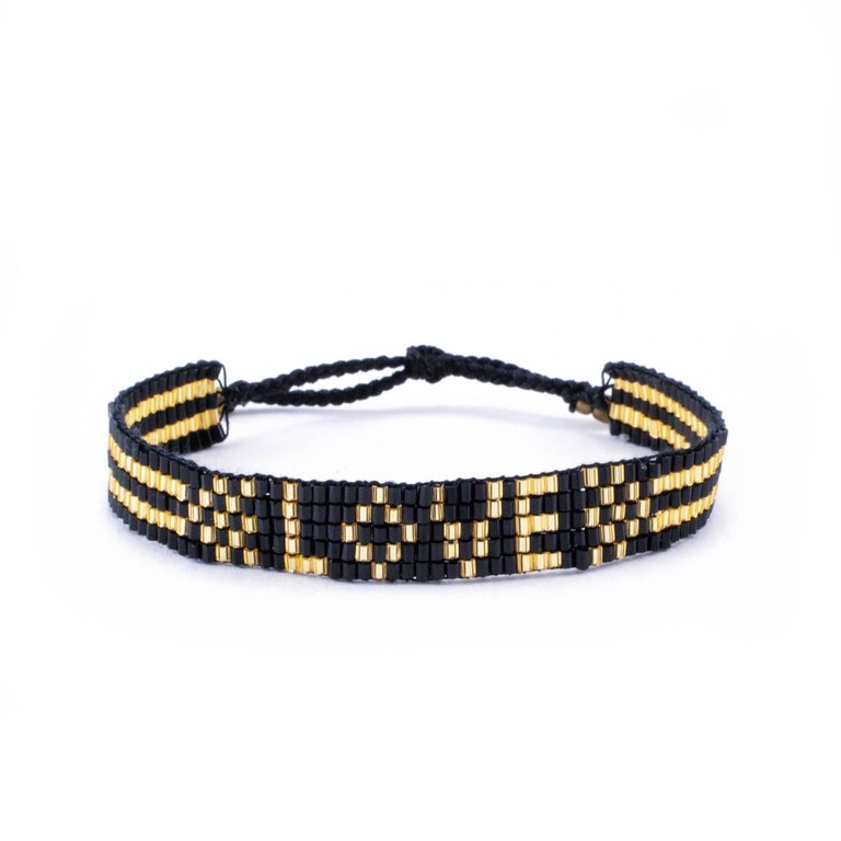 Love is Project Seed Bead LOVE Bracelet in Black and Gold
