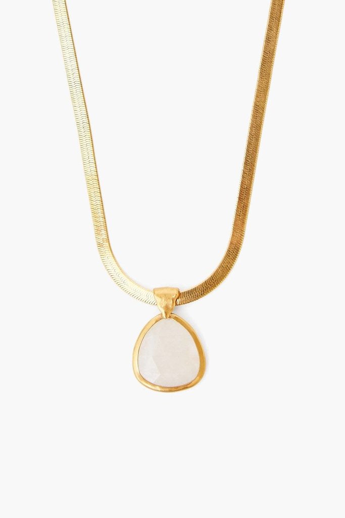 Chan Luu Moonstone Pendant On Gold Herringbone Chain Necklace