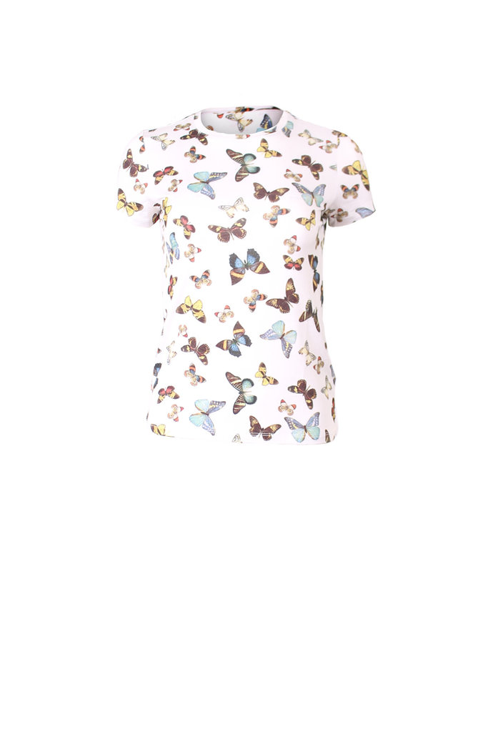L'Agence Ressi Short Sleeve Crew Neck in Parchment Flutter