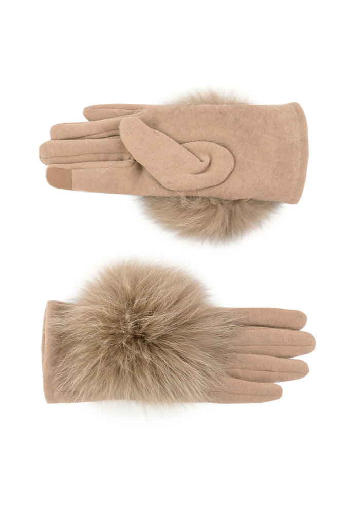 Beige Fox Woven Gloves