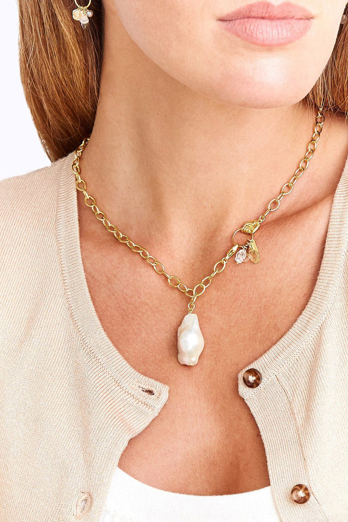 Chan Luu Lemon Topaz & Pearl Mano Necklace