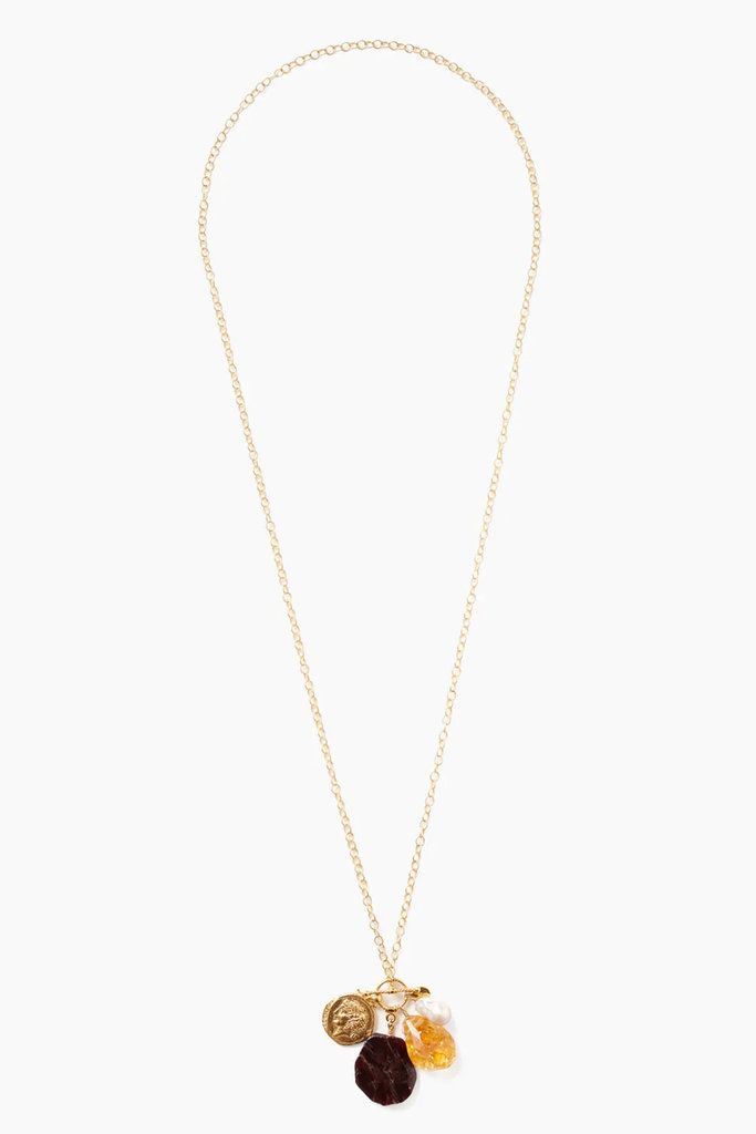 Chan Luu Garnet & Gold Hypatia Charm Necklace