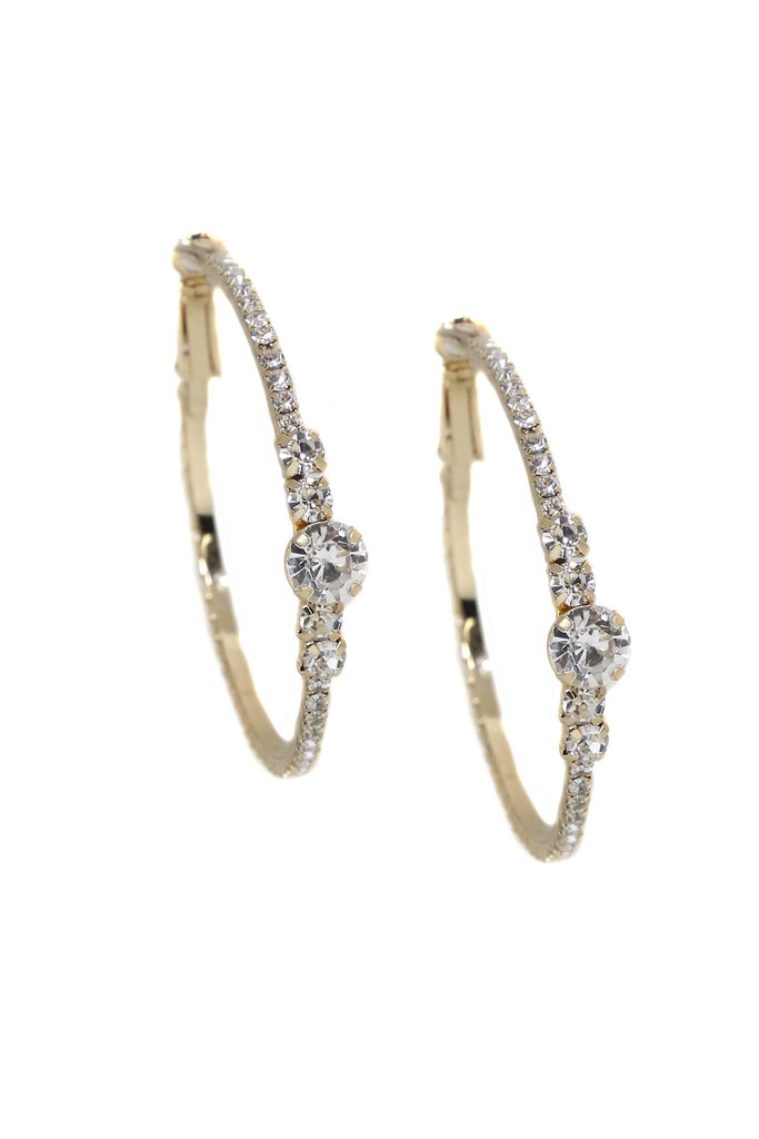 Ettika Hollywood Forever Crystal 18k Gold Plated Hoop Earrings