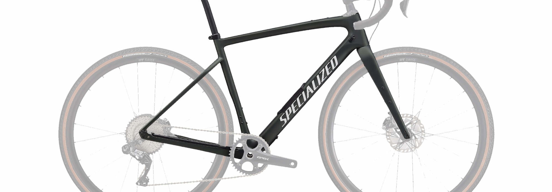 Diverge Carbon Frameset 2020 Satin Oak Green Metallic/Gloss White/Chrome/Clean 58