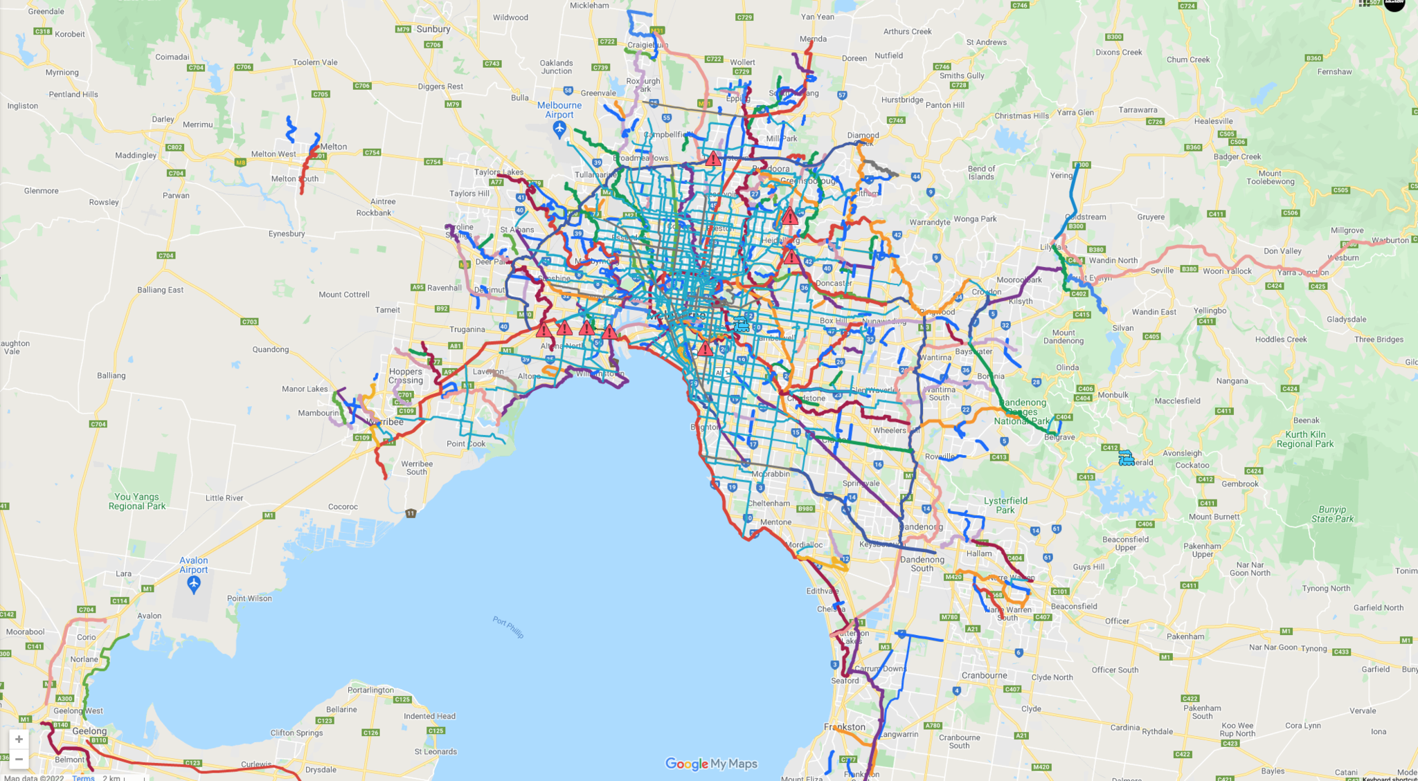 Melbourne bike grid map
