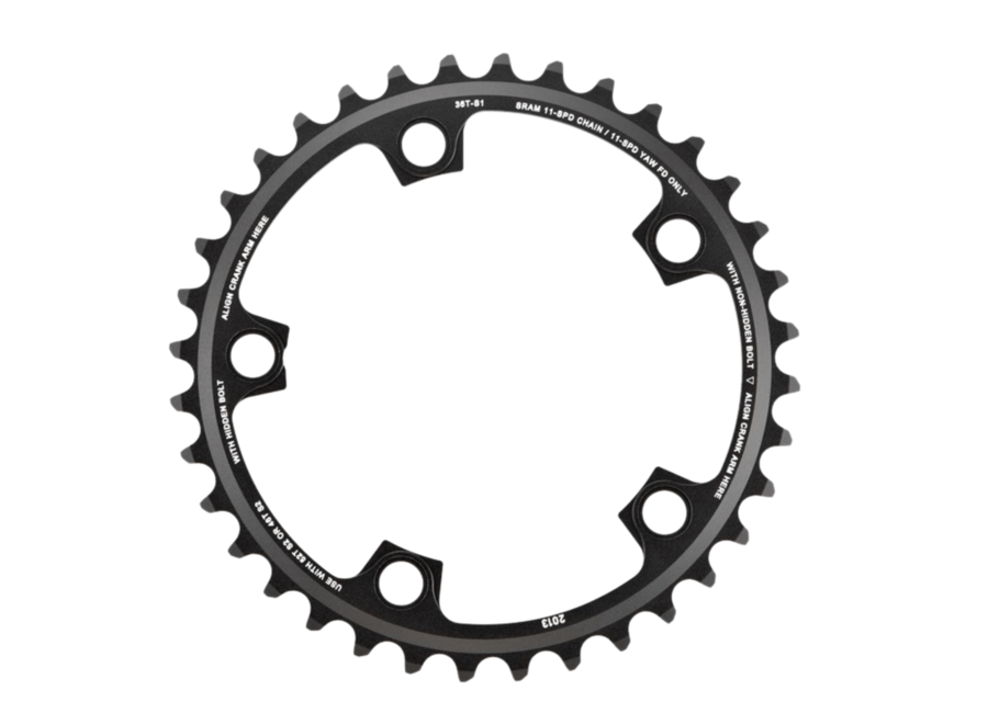 Chainring Road Yaw 110BCD (For 50-34T) Hidden Bolt Alloy Black 34T