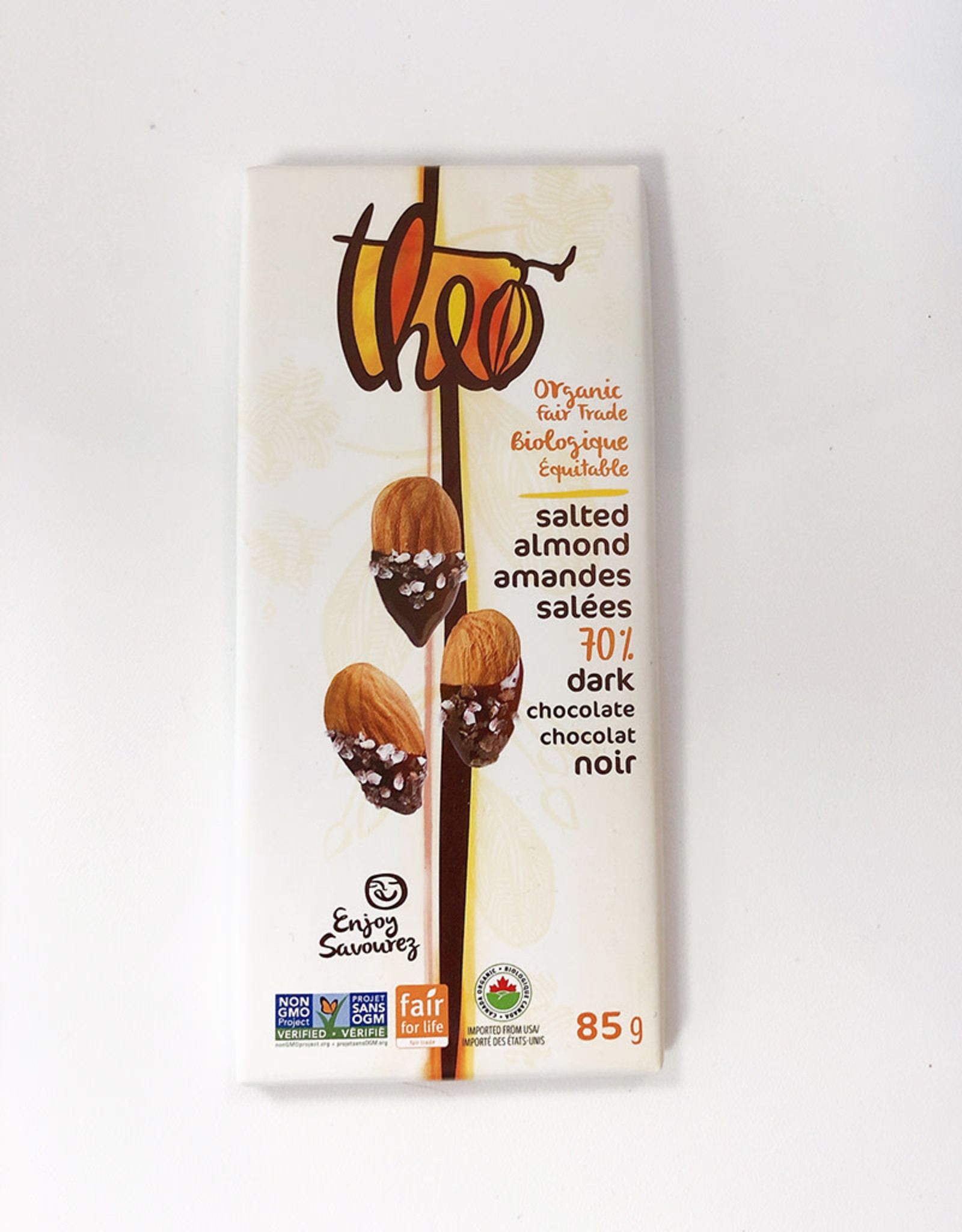 Theo Theo - Dark Chocolate, Salted Almond 70% (85g)