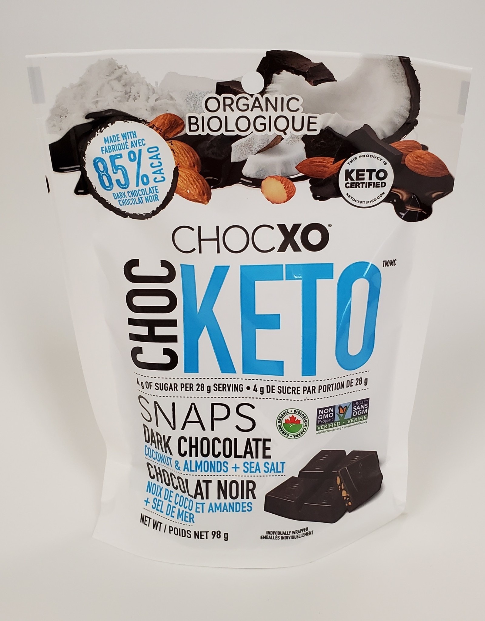 Chocoxo ChocoXO- Keto Snaps, Dark Chocolate Coconut & Almonds (98g)