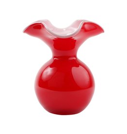 Vietri Hibiscus Glass Red Small Fluted Vase