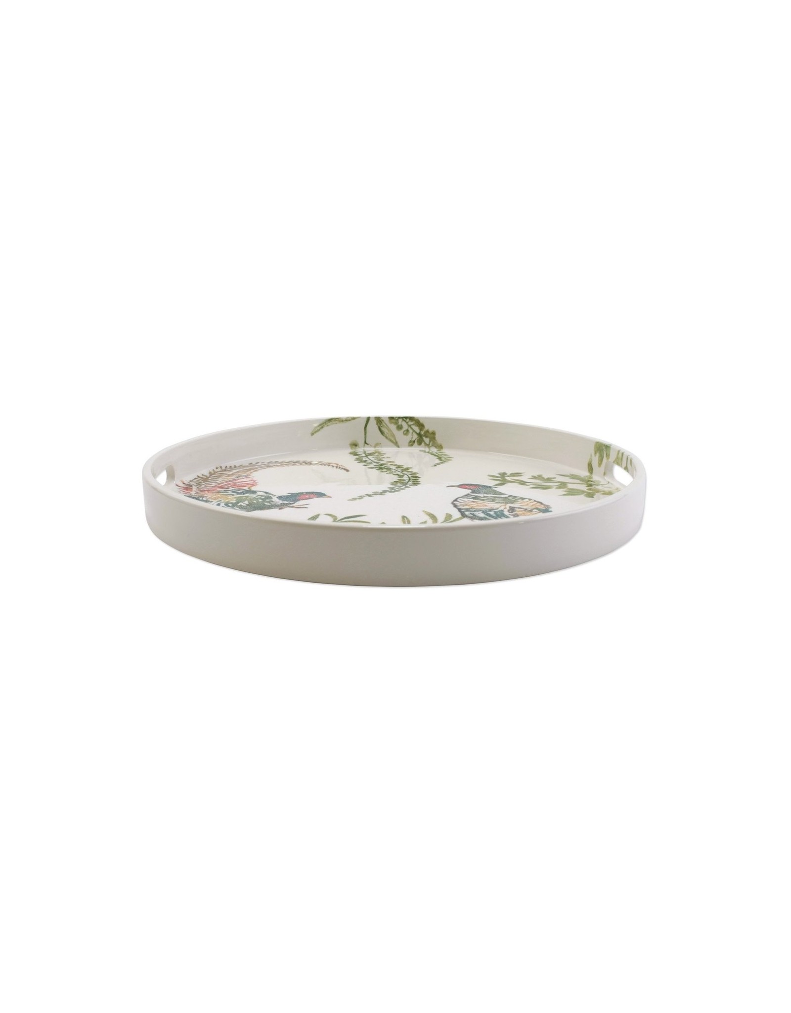 Vietri Fauna Pheasants Handled Round Tray