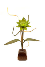 WOOD WILDFLOWERS EXPRESSIONS WOOD FLOWER ARRANGEMENT WITH 1 GREEN LOTUS