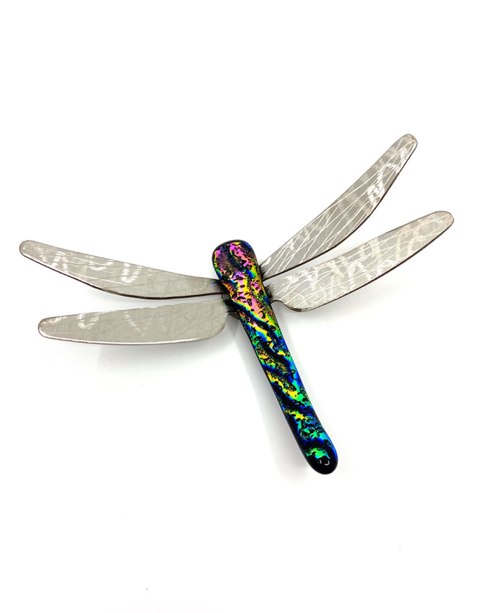 RUNNING ROCK ART 6'' DICHROIC DRAGONFLY WALL ACCENT