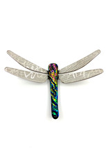 RUNNING ROCK ART 6'' DICHROIC DRAGONFLY WALL ACCENT