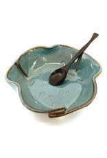 HILBORN POTTERY BLUE MEDLEY BRIE DISH WITH SPOON