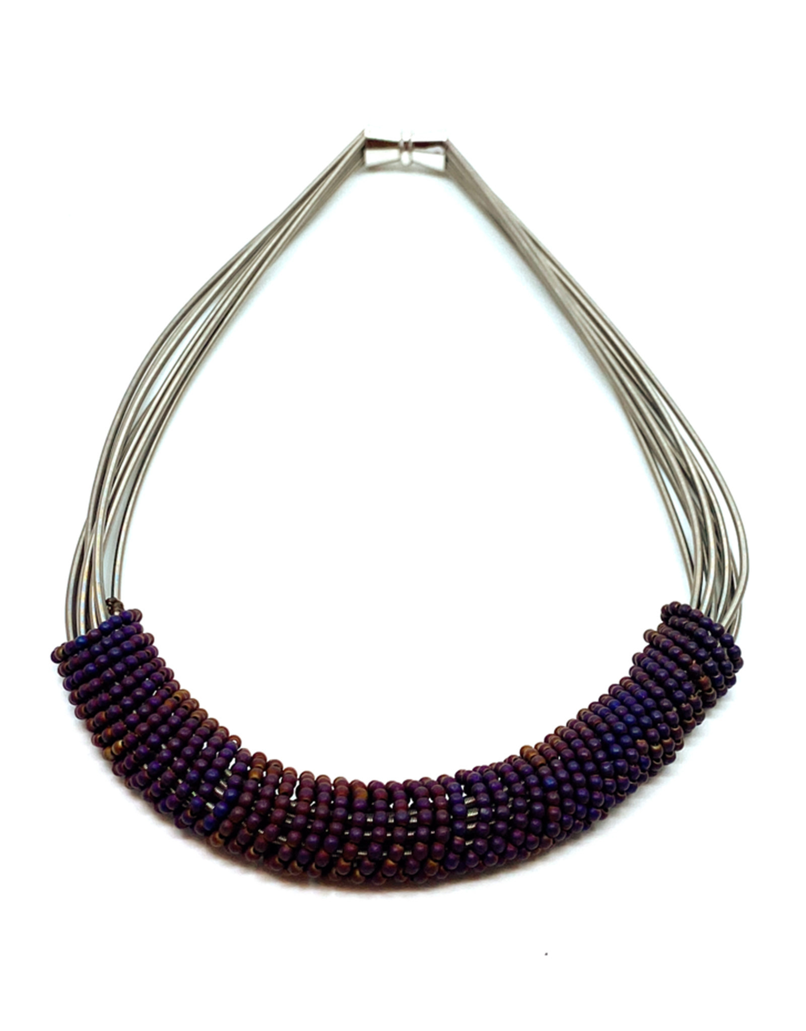 Handmade Repurposed Jewelry Purple Necklace Glass Beads