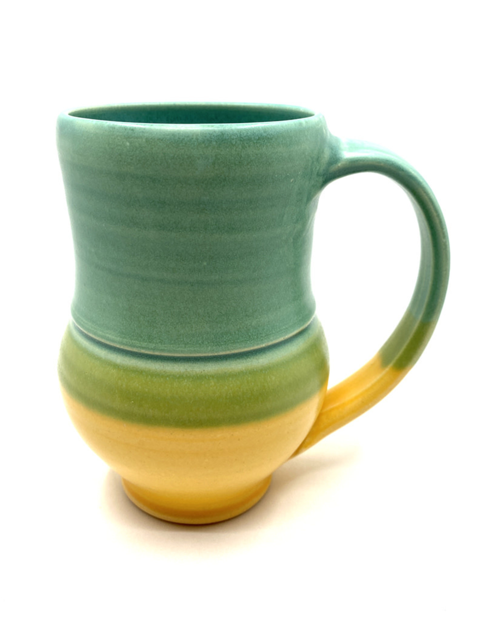 ONE ACRE CERAMICS TULIP MUG - GREEN & YELLOW