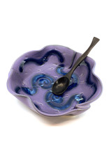 HILBORN POTTERY PERIWINKLE BRIE DISH WITH SPOON