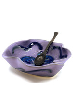 HILBORN POTTERY PERIWINKLE BRIE DISH WITH SPOON