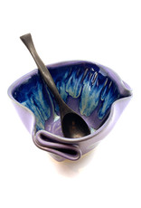 HILBORN POTTERY PERIWINKLE GUACAMOLE BOWL WITH SPOON