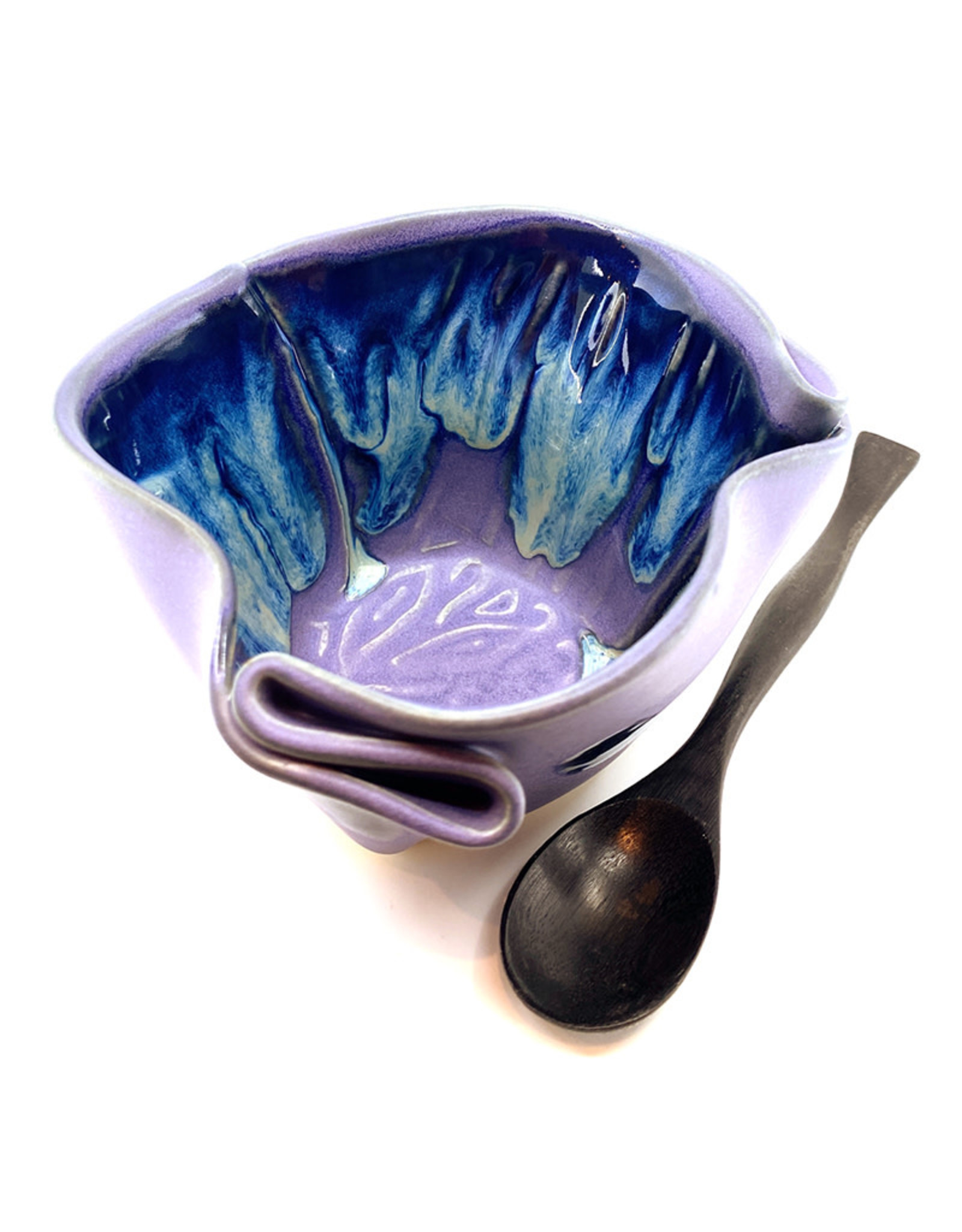 HILBORN POTTERY PERIWINKLE GUACAMOLE BOWL WITH SPOON