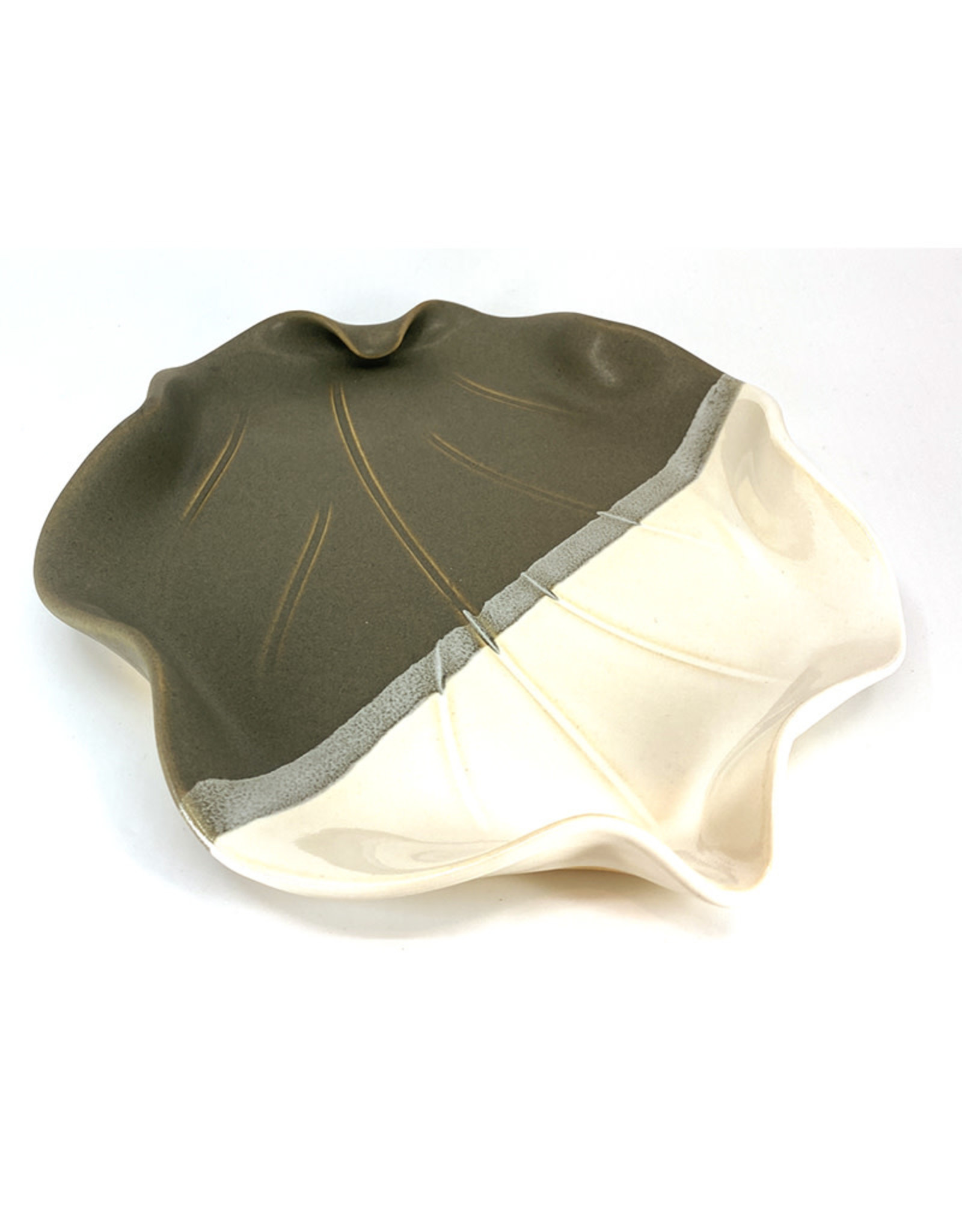 HILBORN POTTERY GRAY & WHITE SNACK DISH