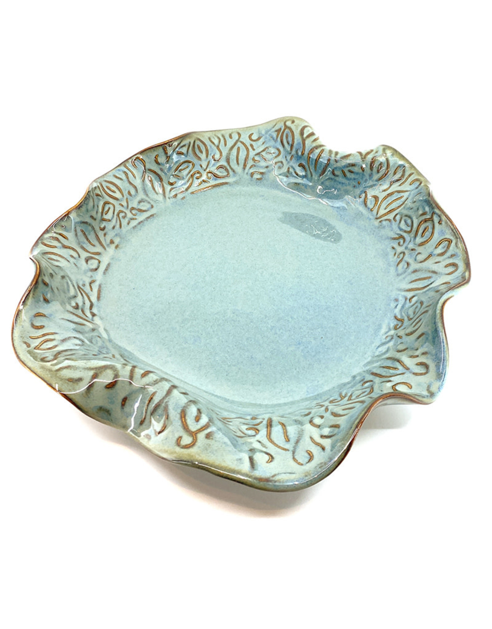 HILBORN POTTERY BLUE MEDLEY  PLATTER WITH SERVERS