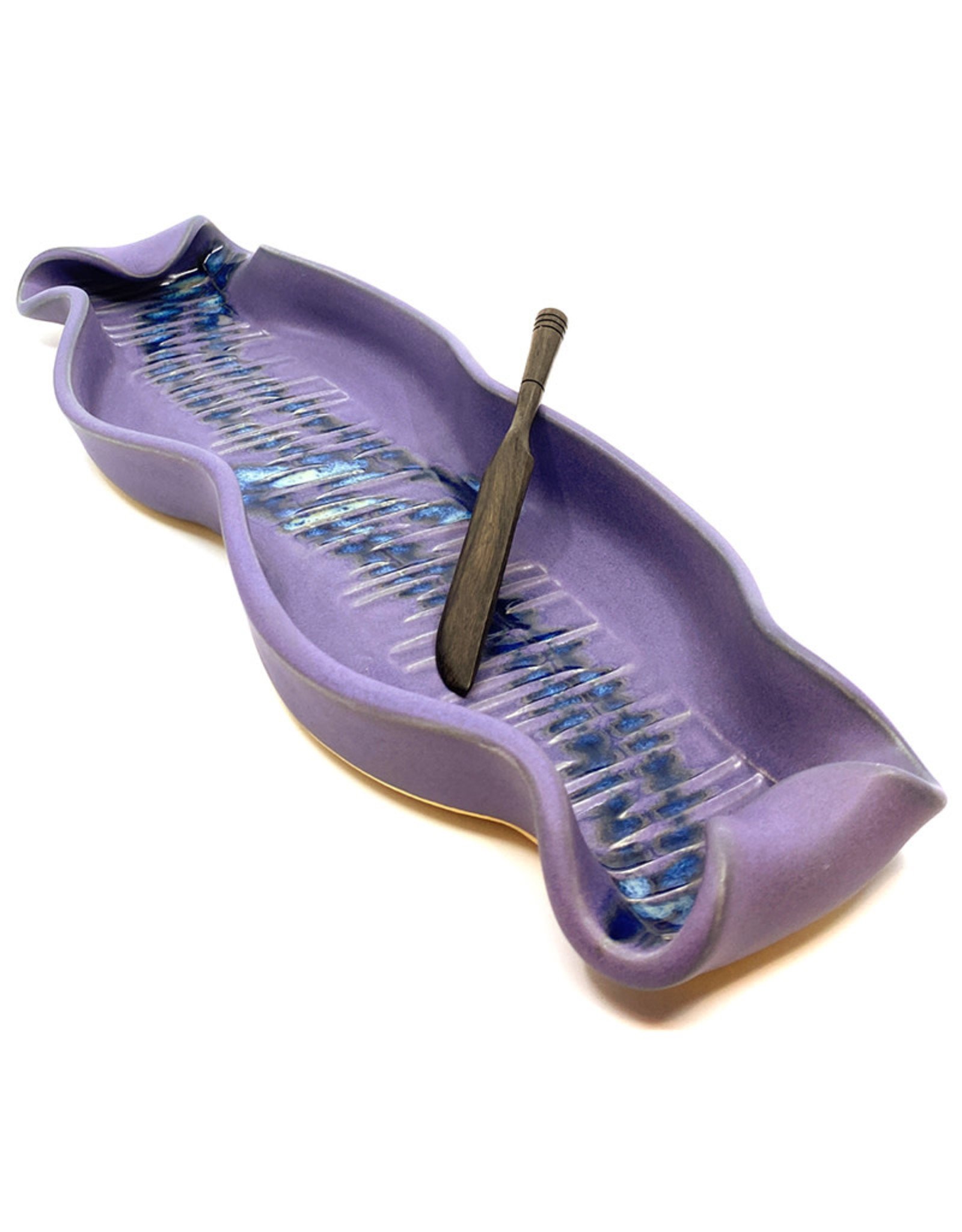 HILBORN POTTERY PERWINKLE BAGUETTE TRAY WITH SPREADER