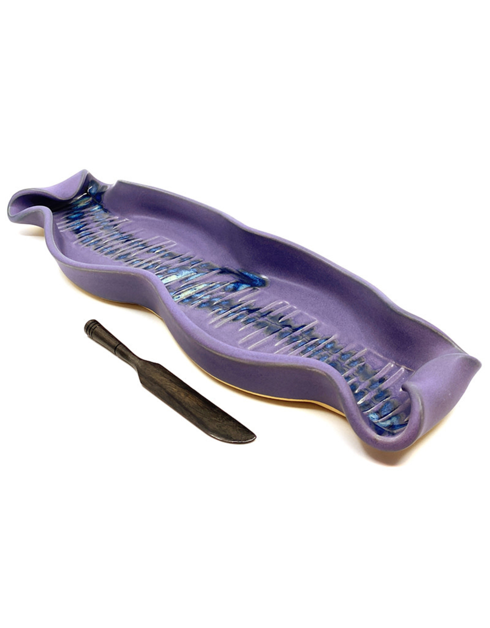 HILBORN POTTERY PERWINKLE BAGUETTE TRAY WITH SPREADER