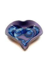 HILBORN POTTERY PERIWINKLE HEART DISH WITH SPOON